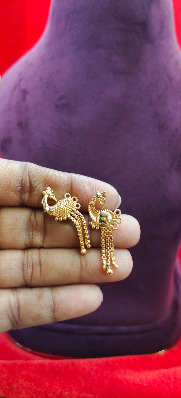 PURE PANCHALOHAM EAR RINGS WITH PEACOCK DESIGN