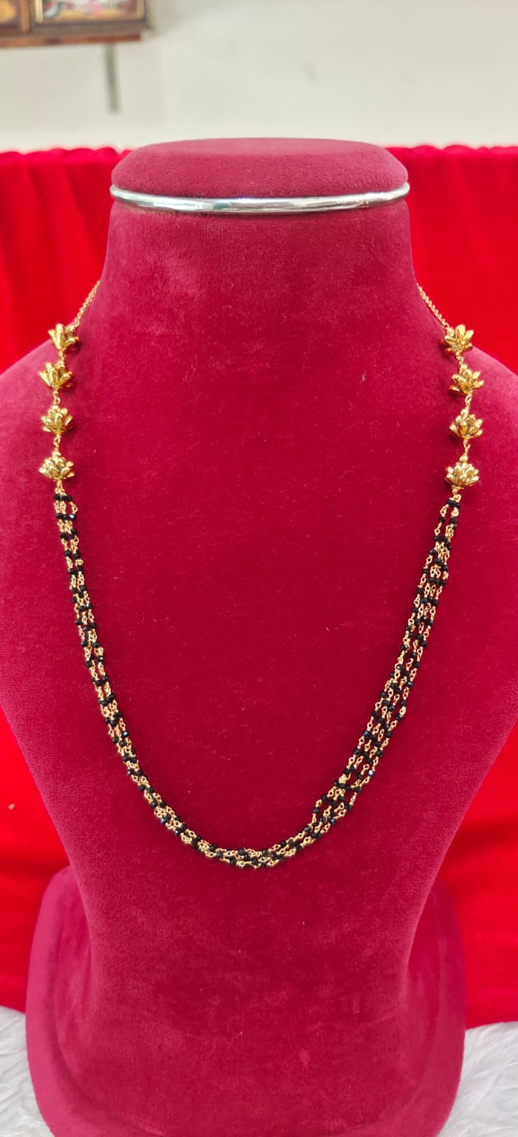 Pure panchaloham hand made design black beeds