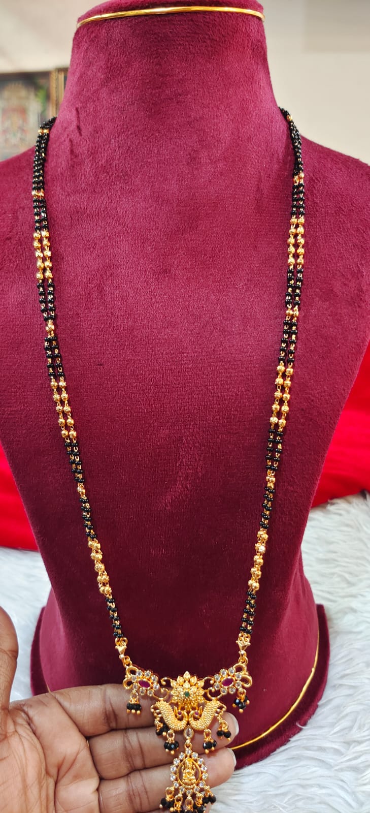 Panchaloham long black beeds