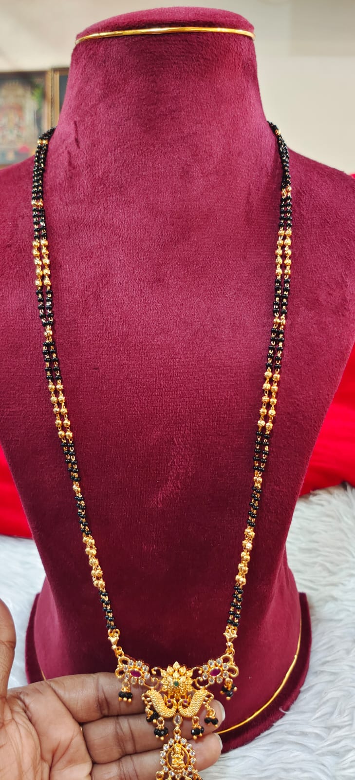 Panchaloham long black beeds