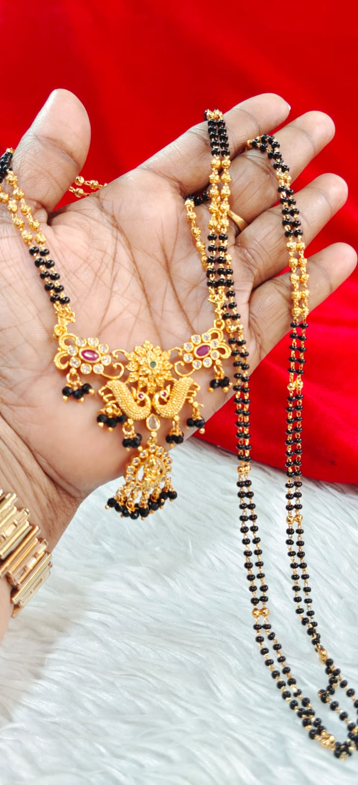 Panchaloham long black beeds