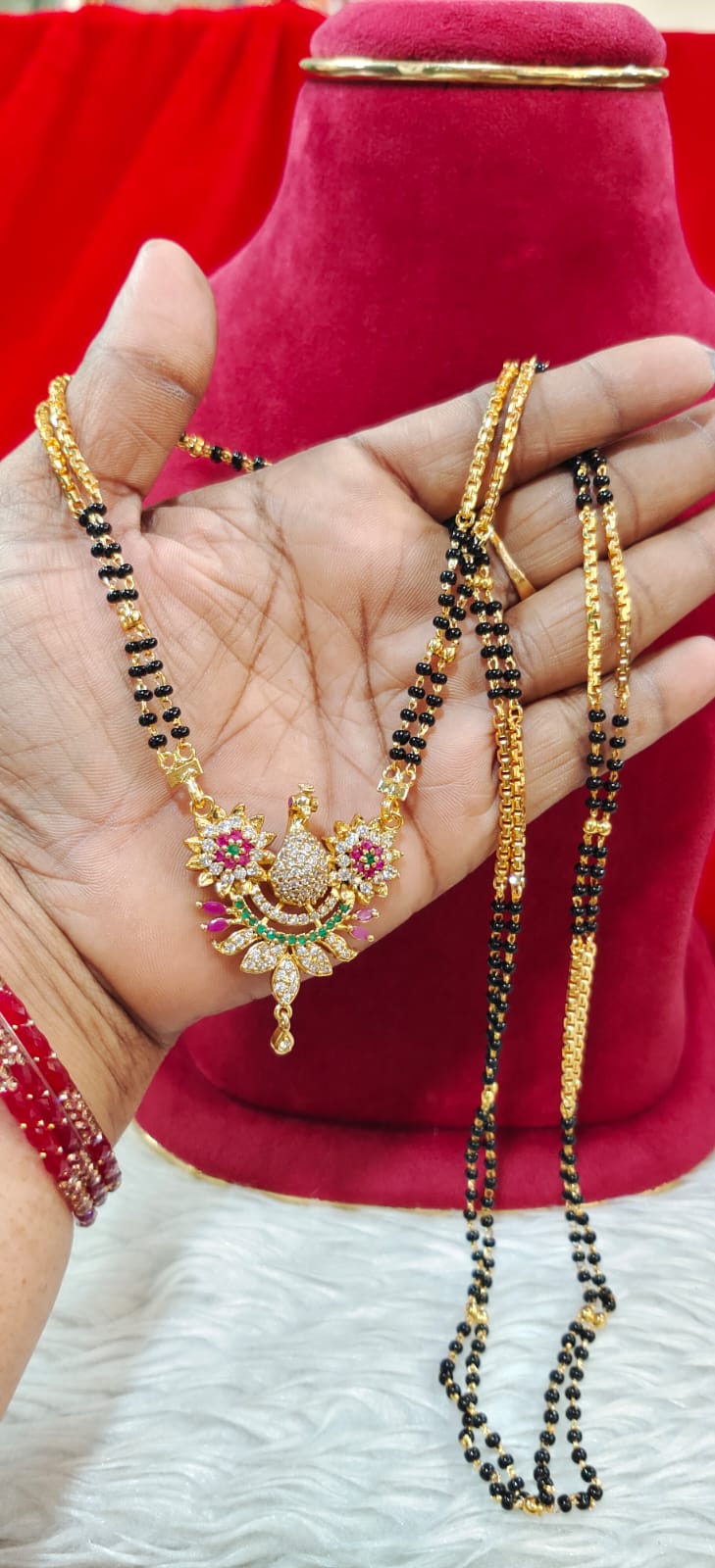 Panchaloham long lenth black beeds