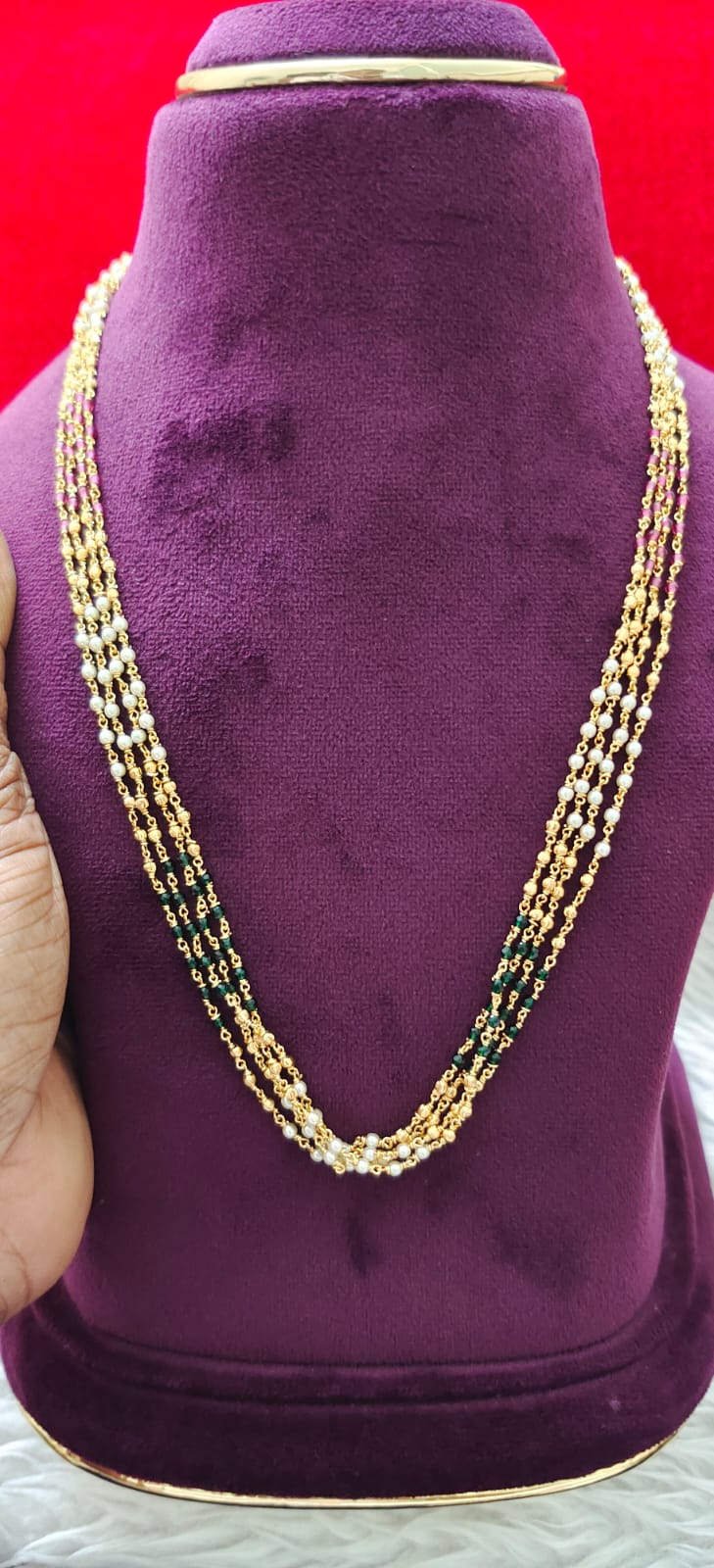 Panchaloham chitti muthyala beads mala