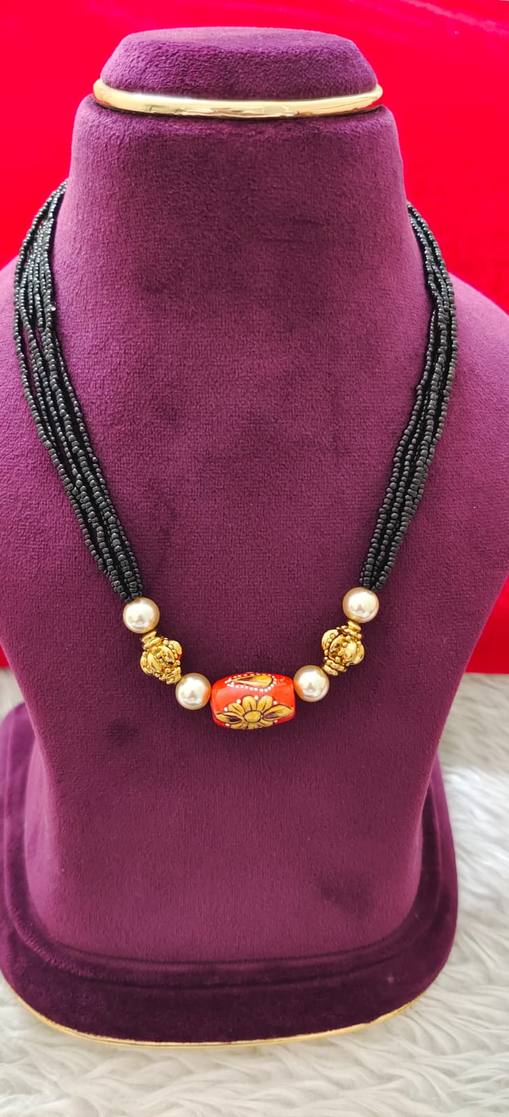 Panchaloham original coral chitti black beeds