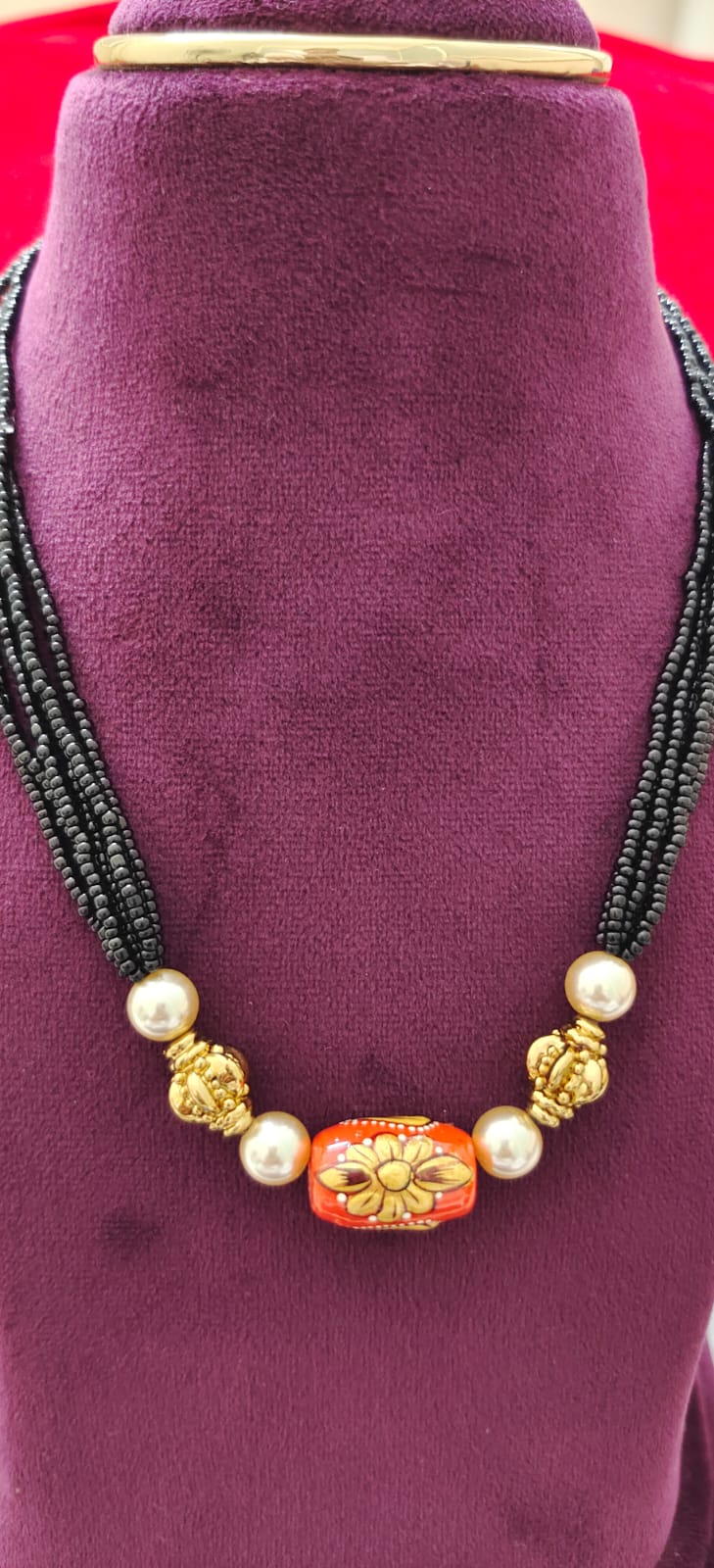 Panchaloham original coral chitti black beeds