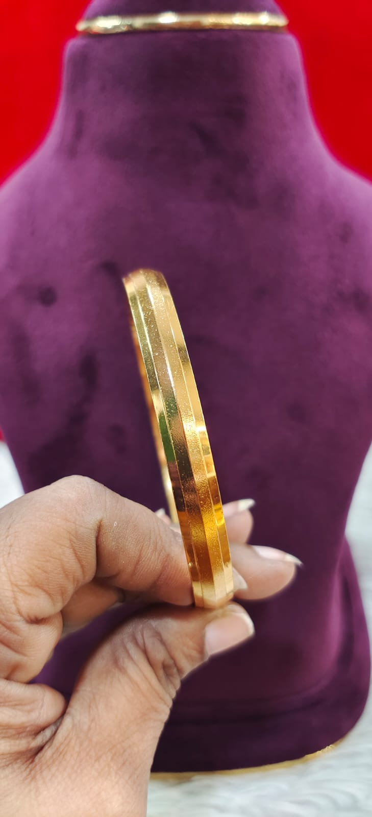 Pure panchaloham micro gold polish men"s kada