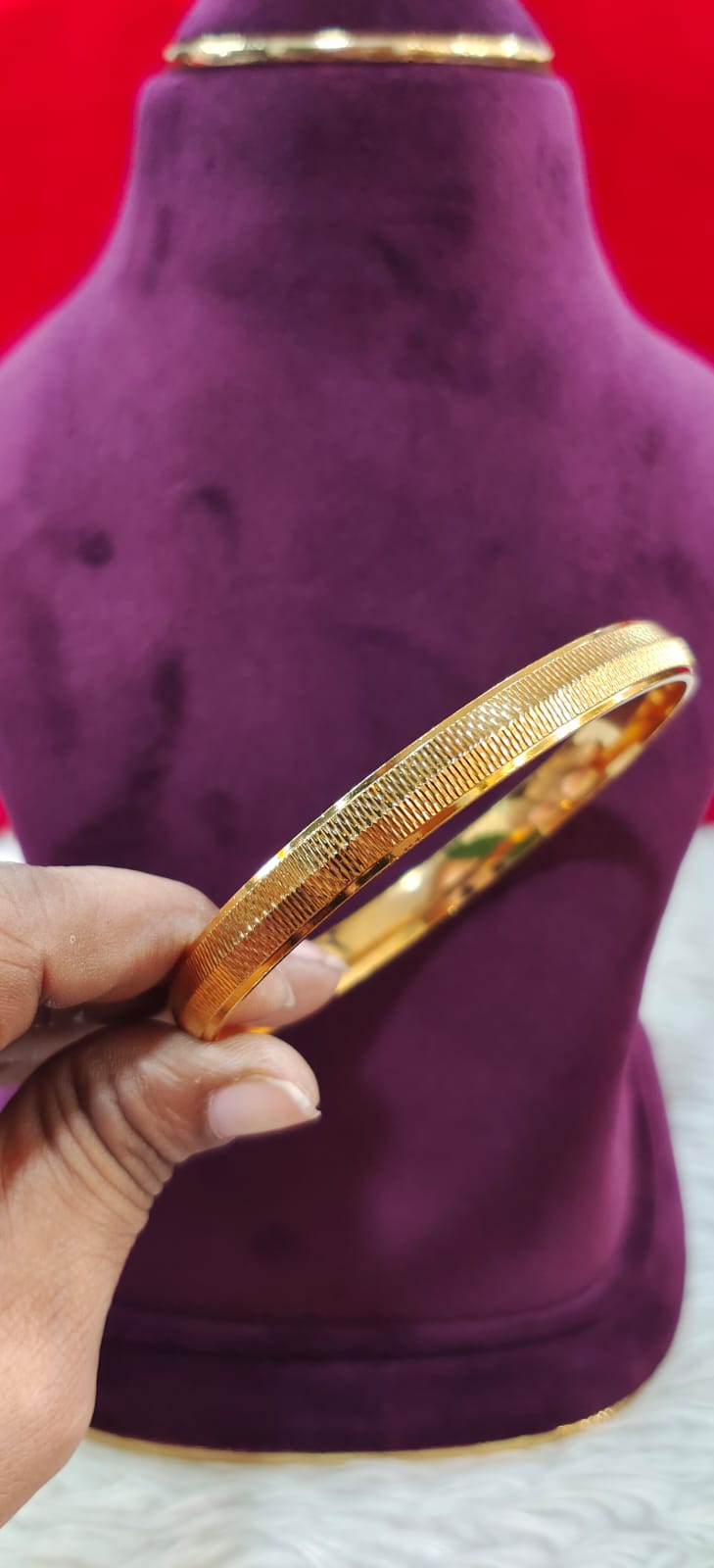 Pure panchaloham micro gold polish men"s kada