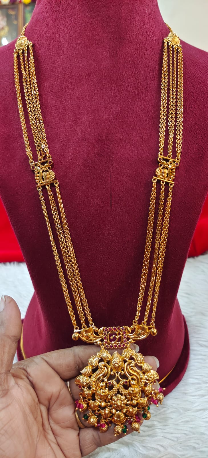 Panchaloham chandra haram with screw back earrings