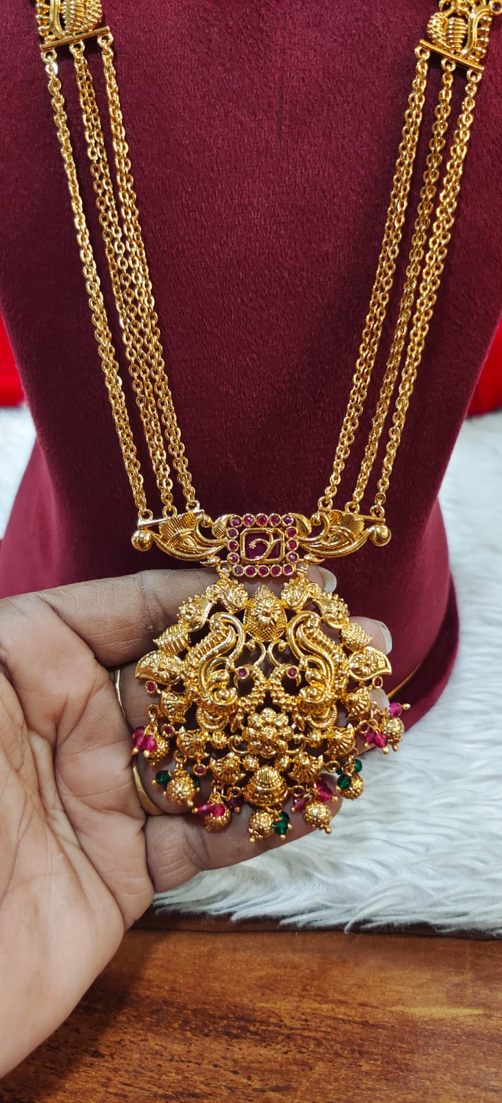 Panchaloham chandra haram with screw back earrings