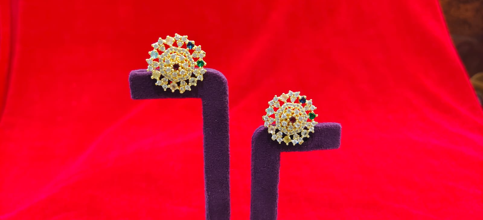 Pure panchaloham  big size navaratna studs