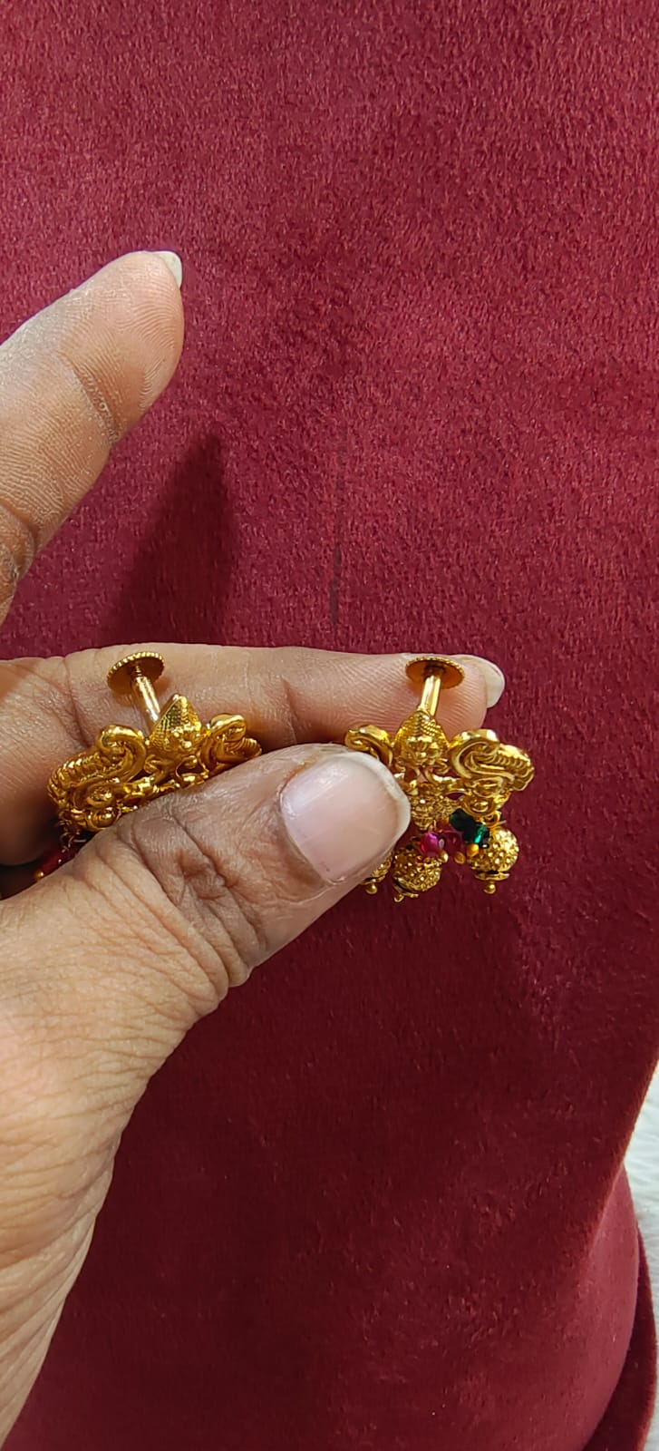 Panchaloham chandra haram with screw back earrings