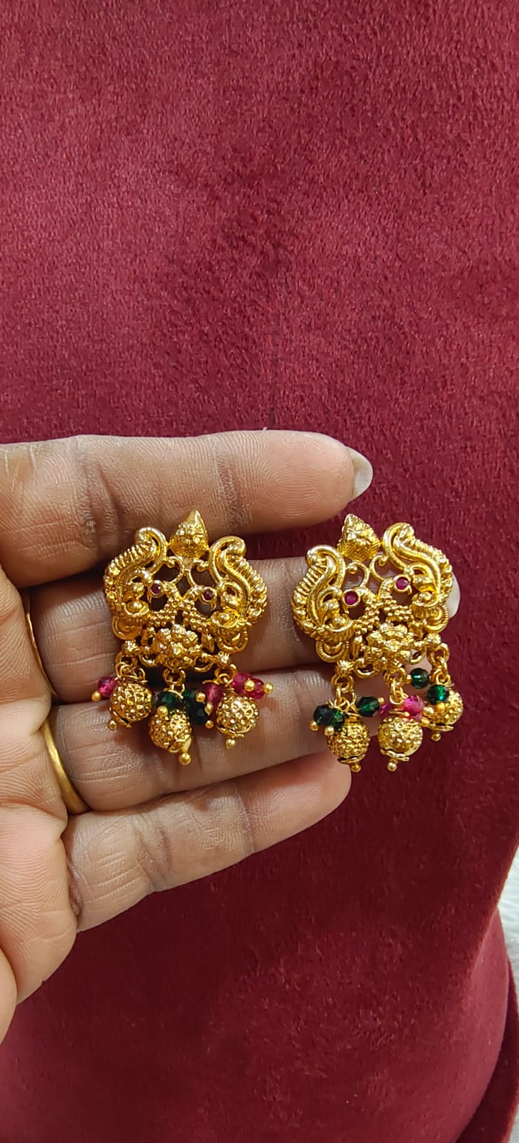 Panchaloham chandra haram with screw back earrings