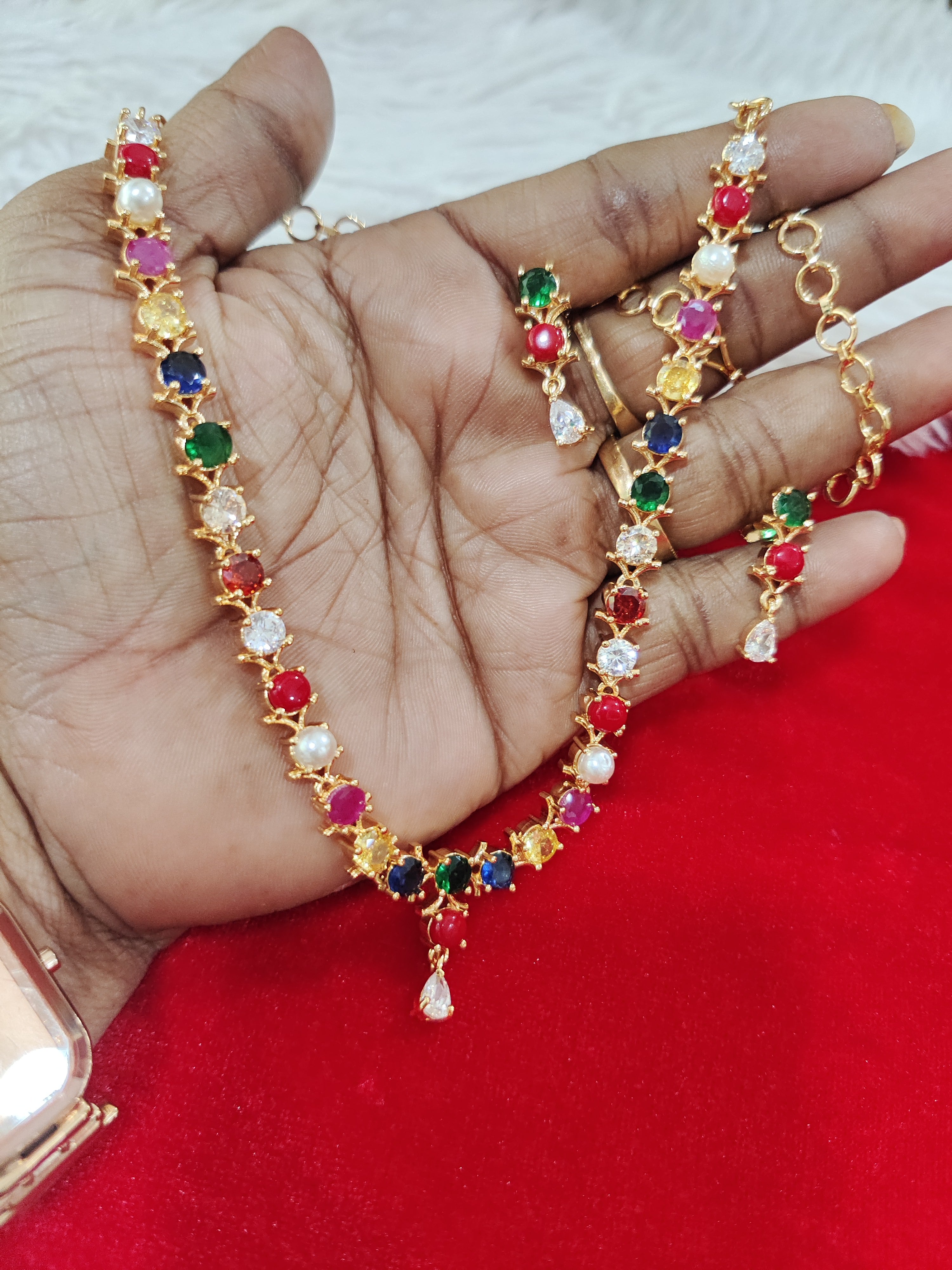 Pure Panchaloham navaratna neck set