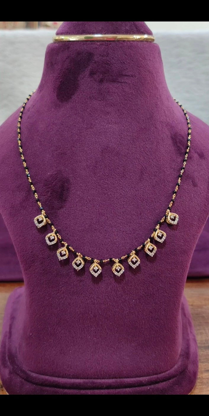 Panchaloham daimond replika neck black beads