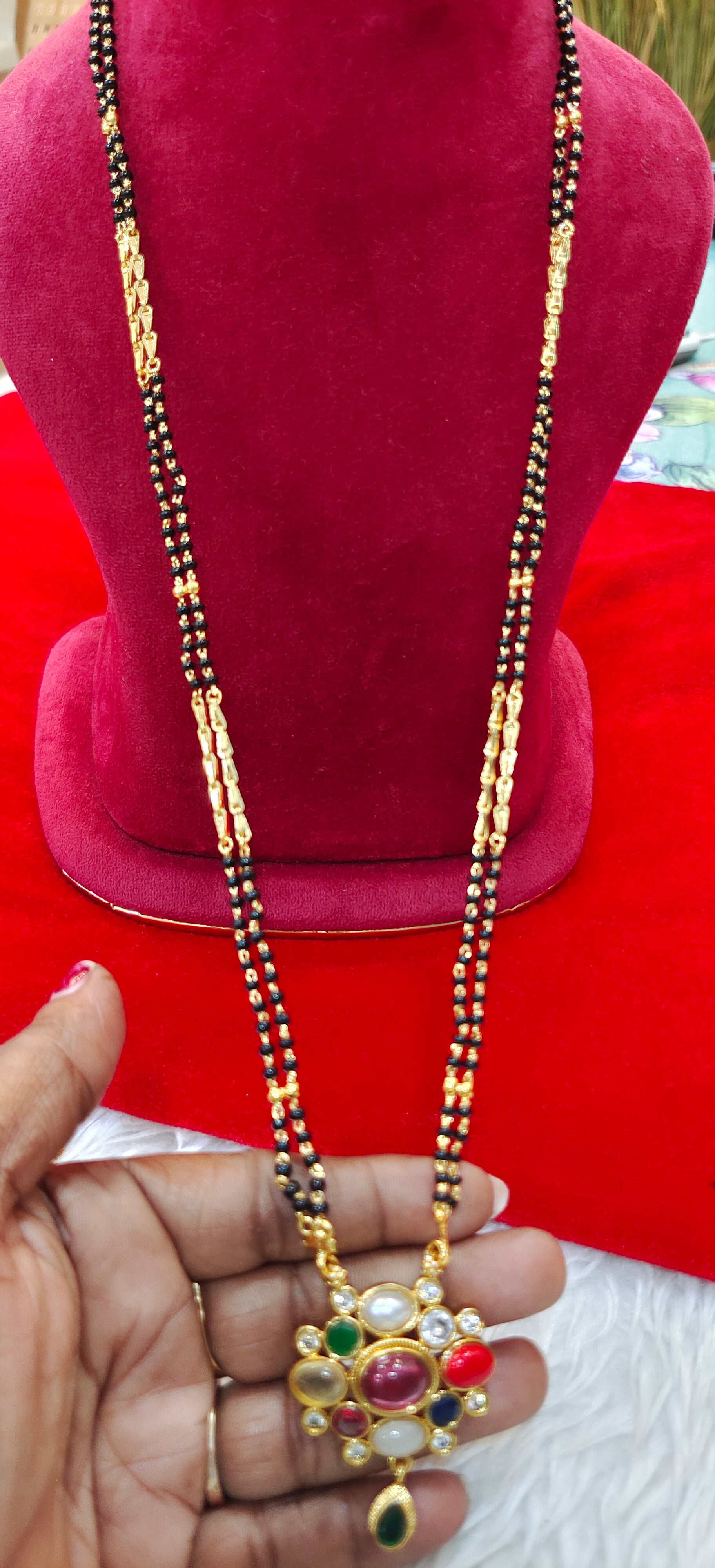 Panchaloham long black beads