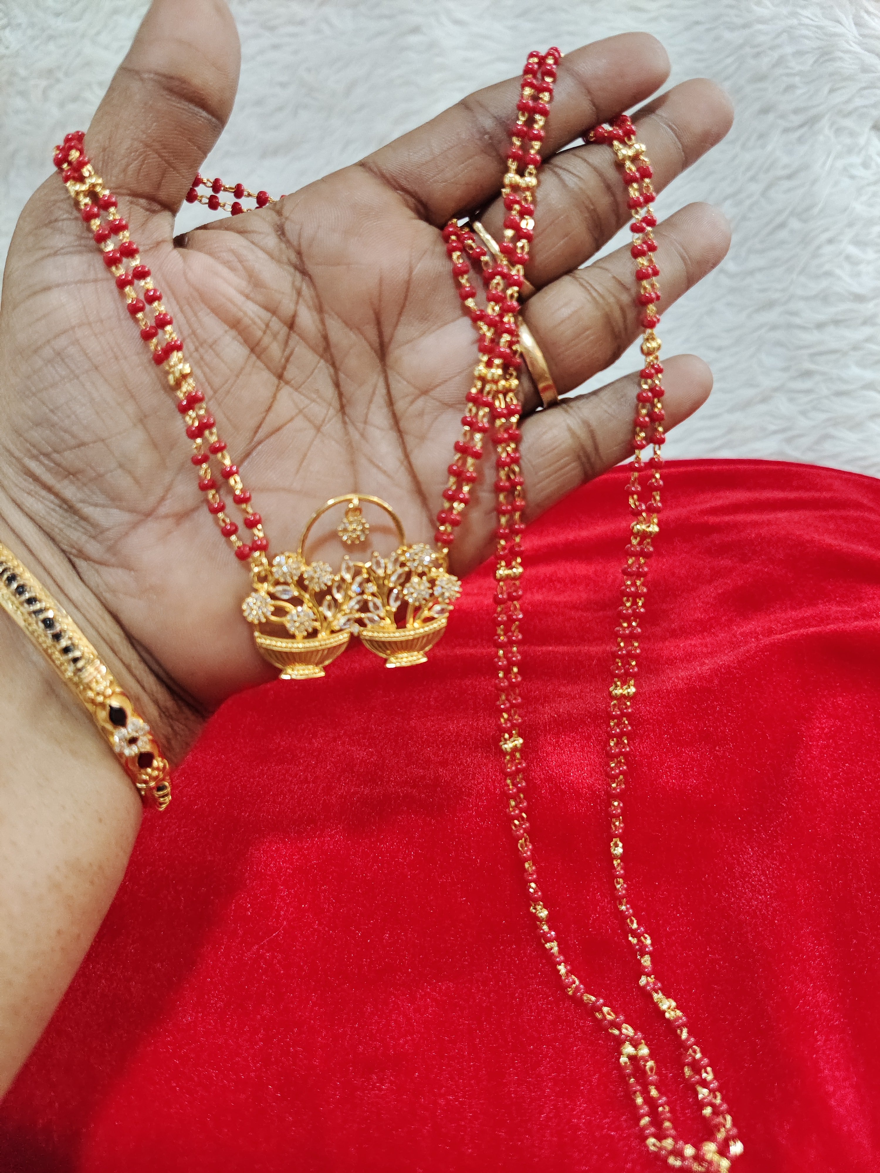 Panchaloham pagadala mala. 30 inches with dollor
