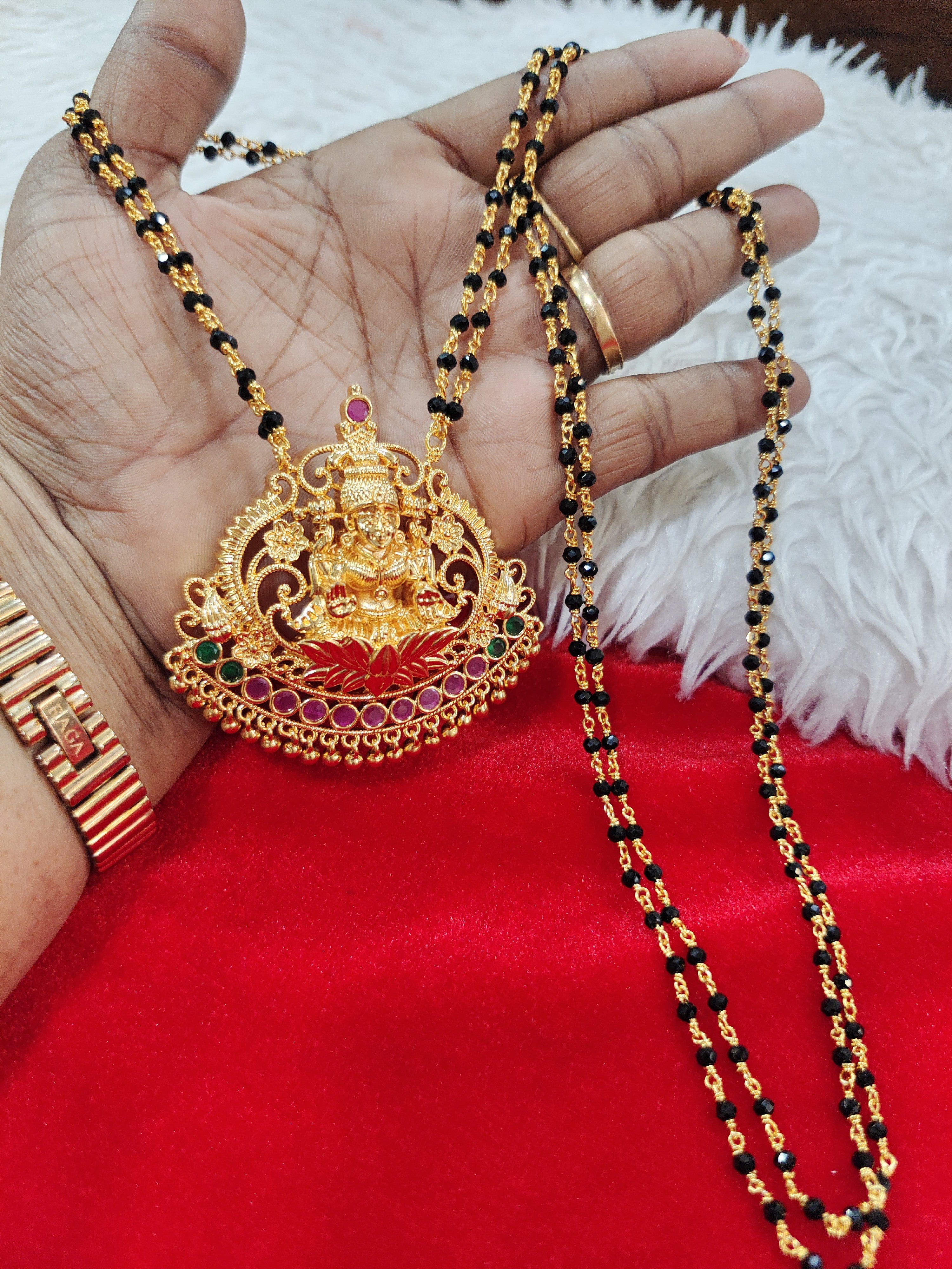 Pure Panchaloham black diamonds lakshmi locket