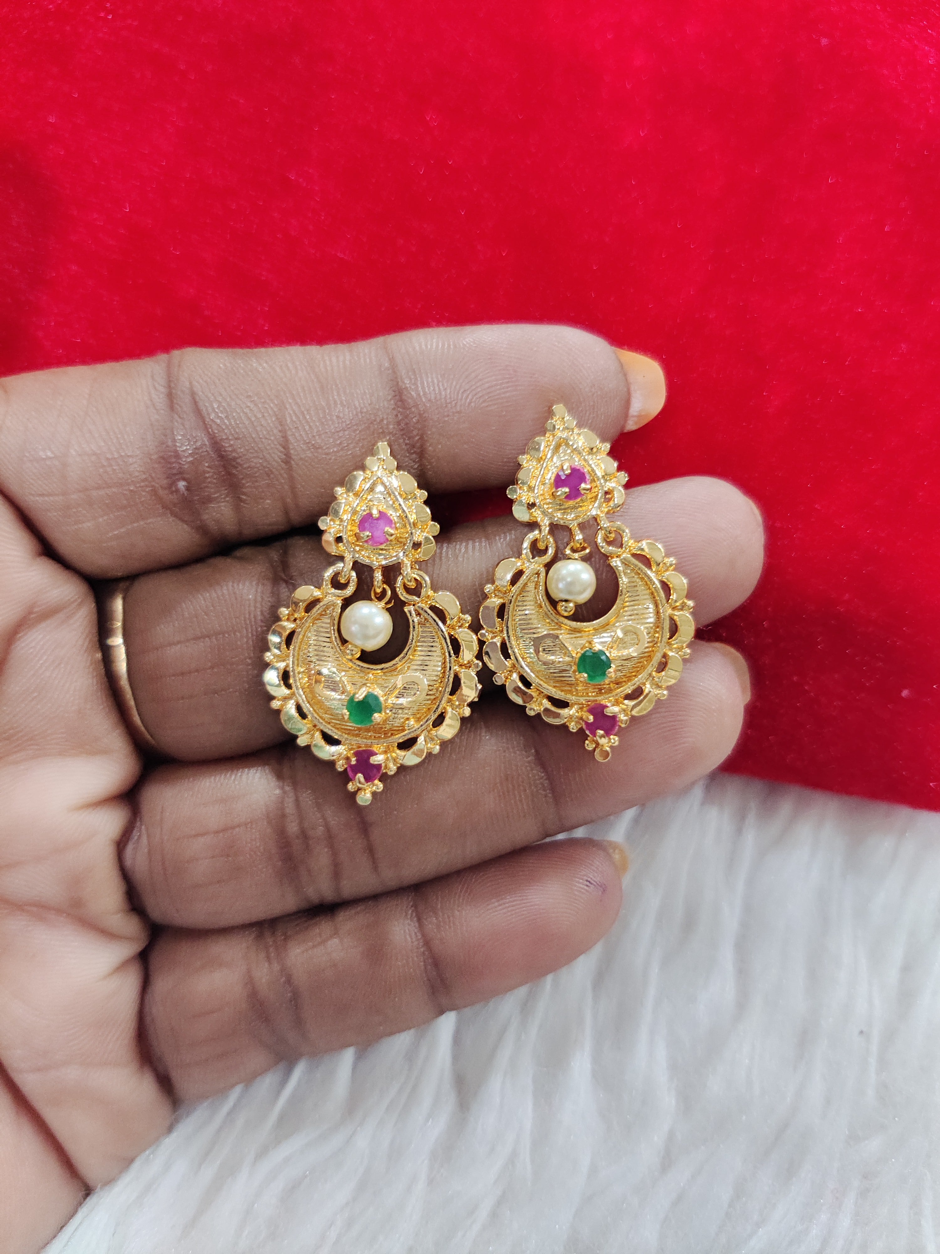 Panchaloham chandbali earrings