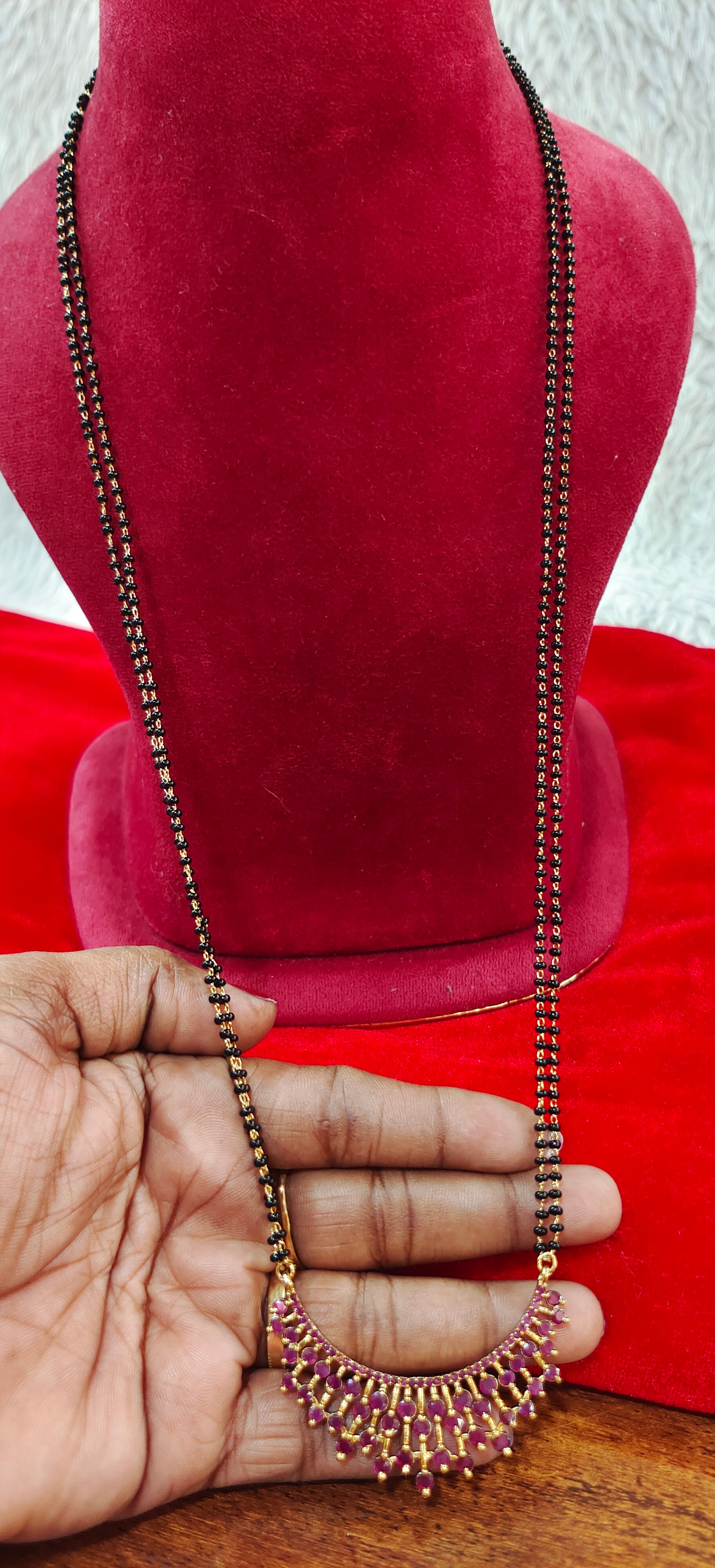 Diamond replica black beads 26 inches