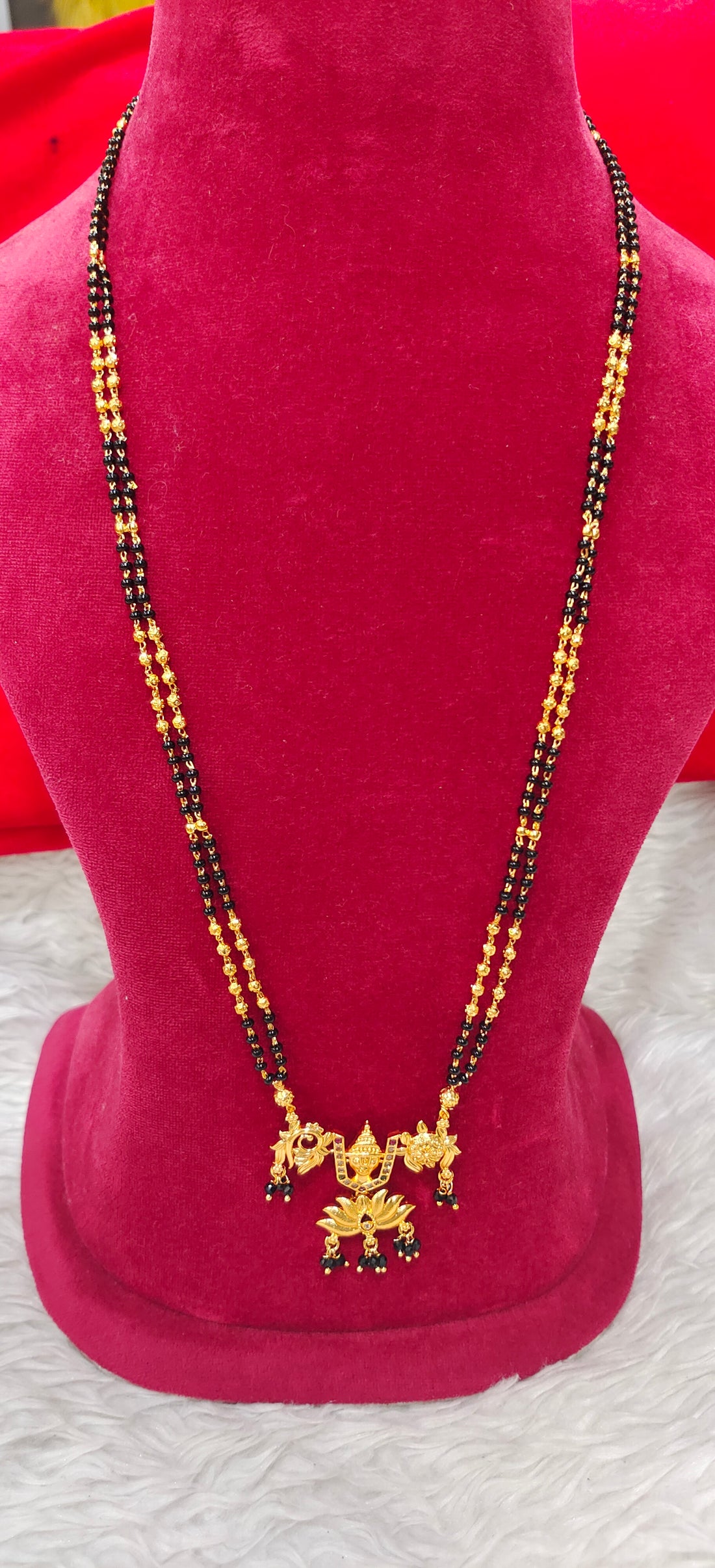 Panchaloham long black beads