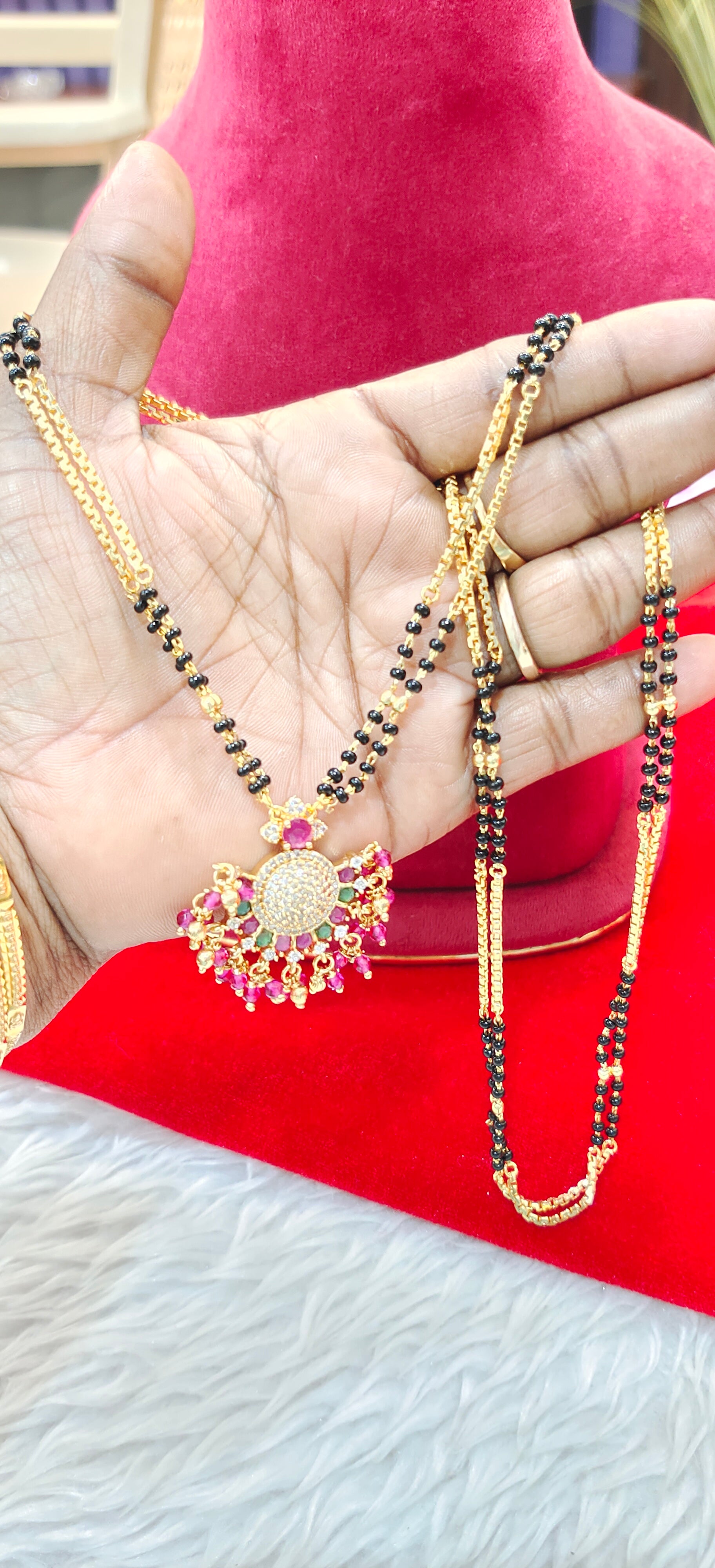 Panchaloham long black beads