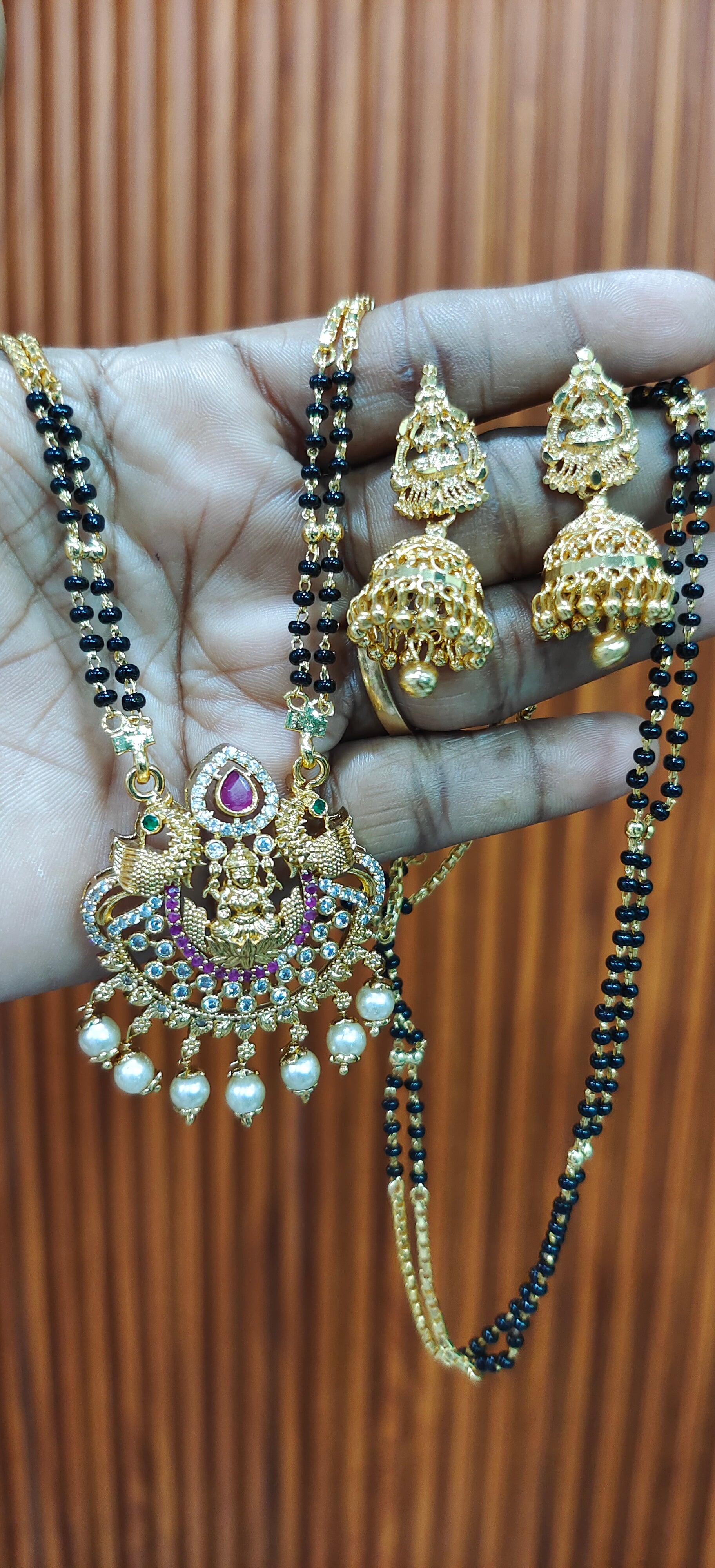 Panchaloham black beads and buttalu