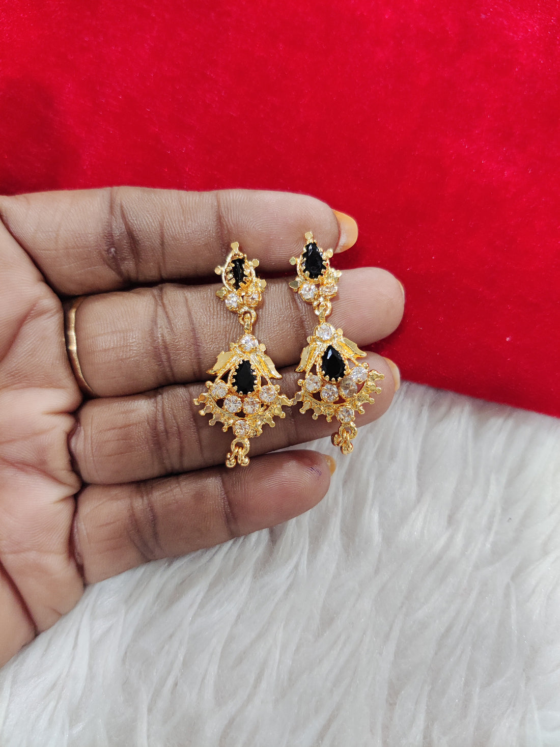 Panchaloham stone hanging earrings