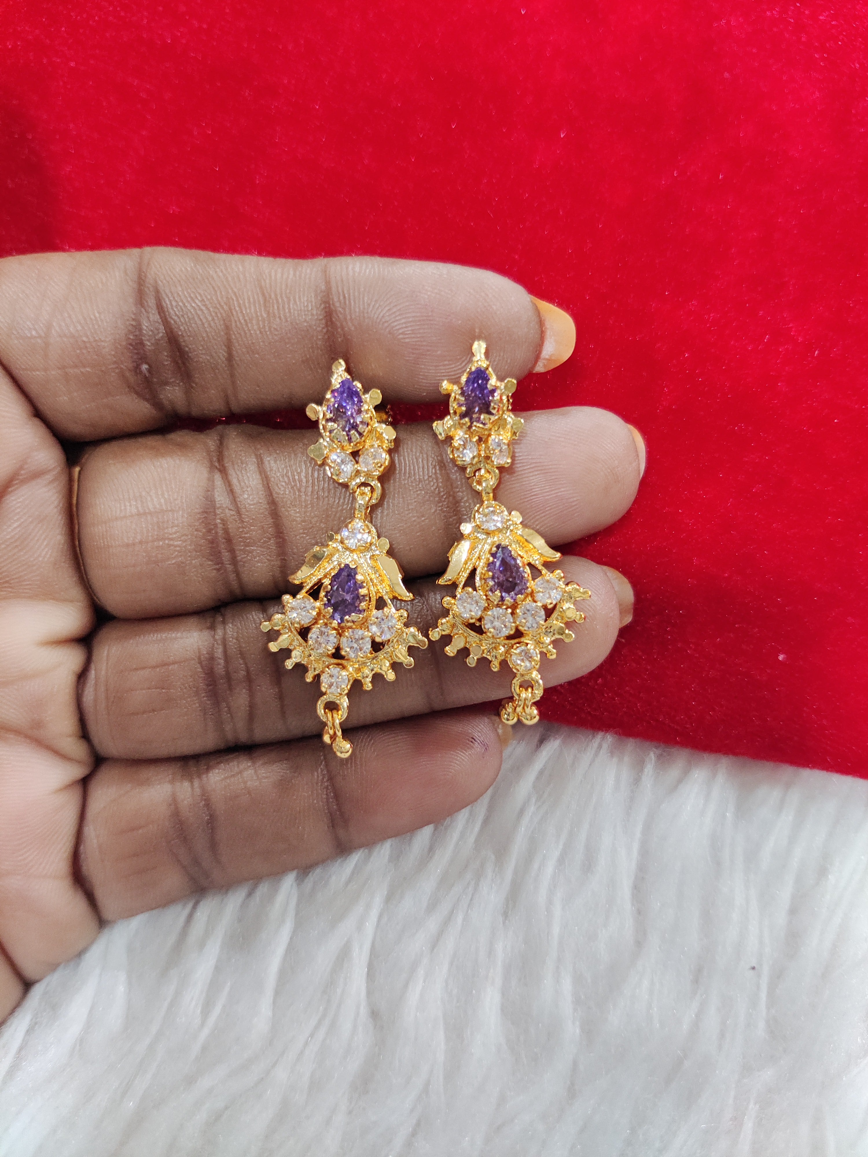Panchaloham stone hanging earrings