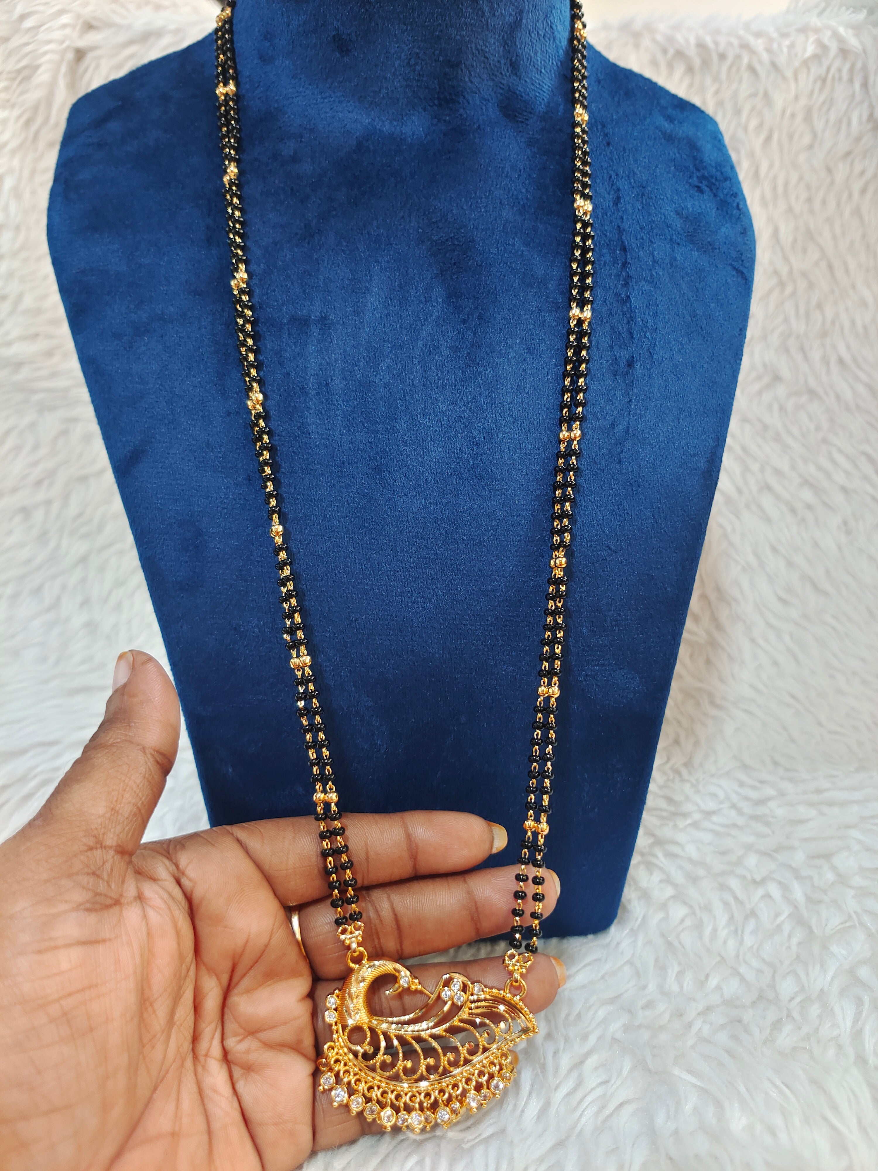 Panchaloham long black beads