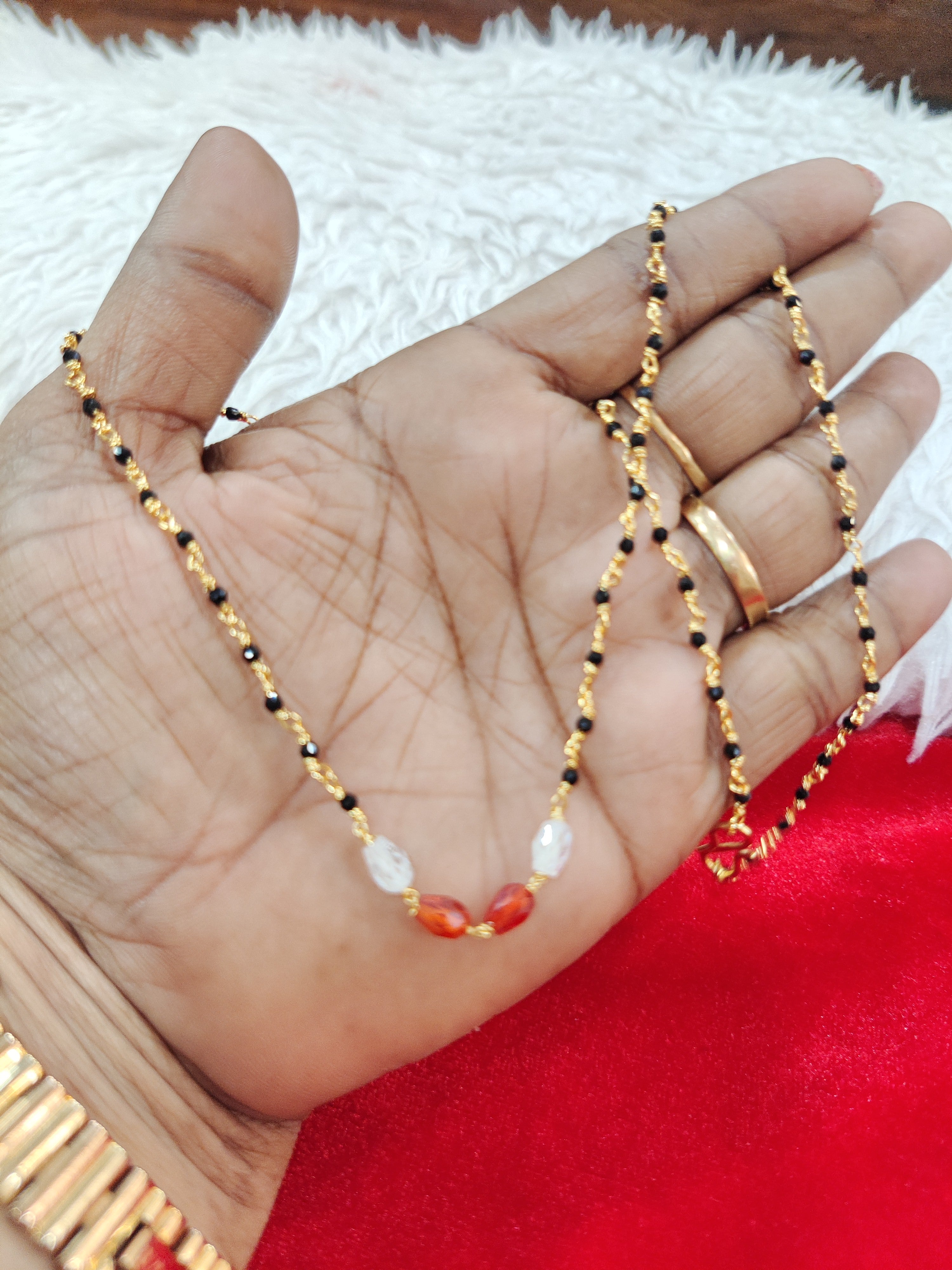 Panchaloham black diamonds short with real cz beads