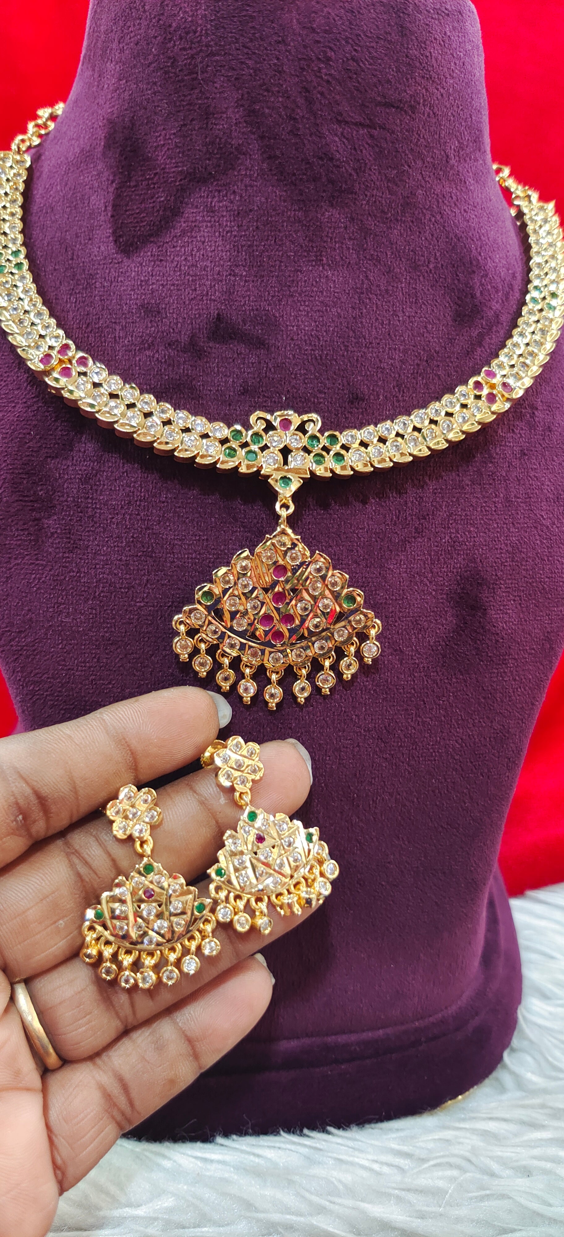 Pure Panchaloham neck set kante model