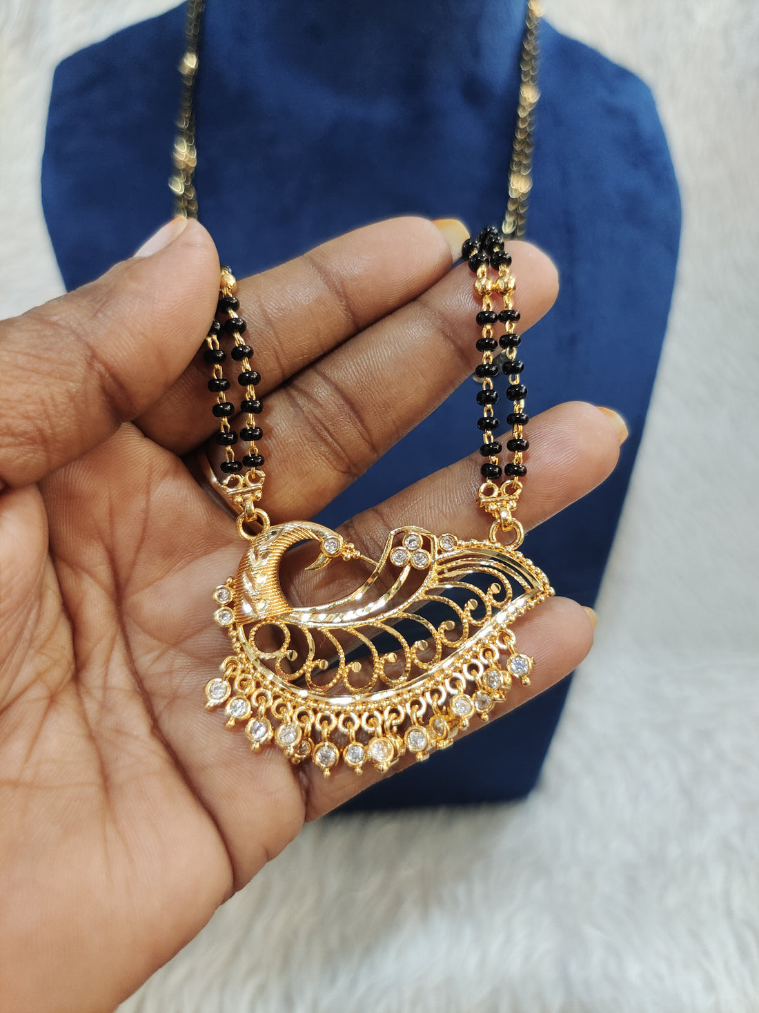 Panchaloham long black beads