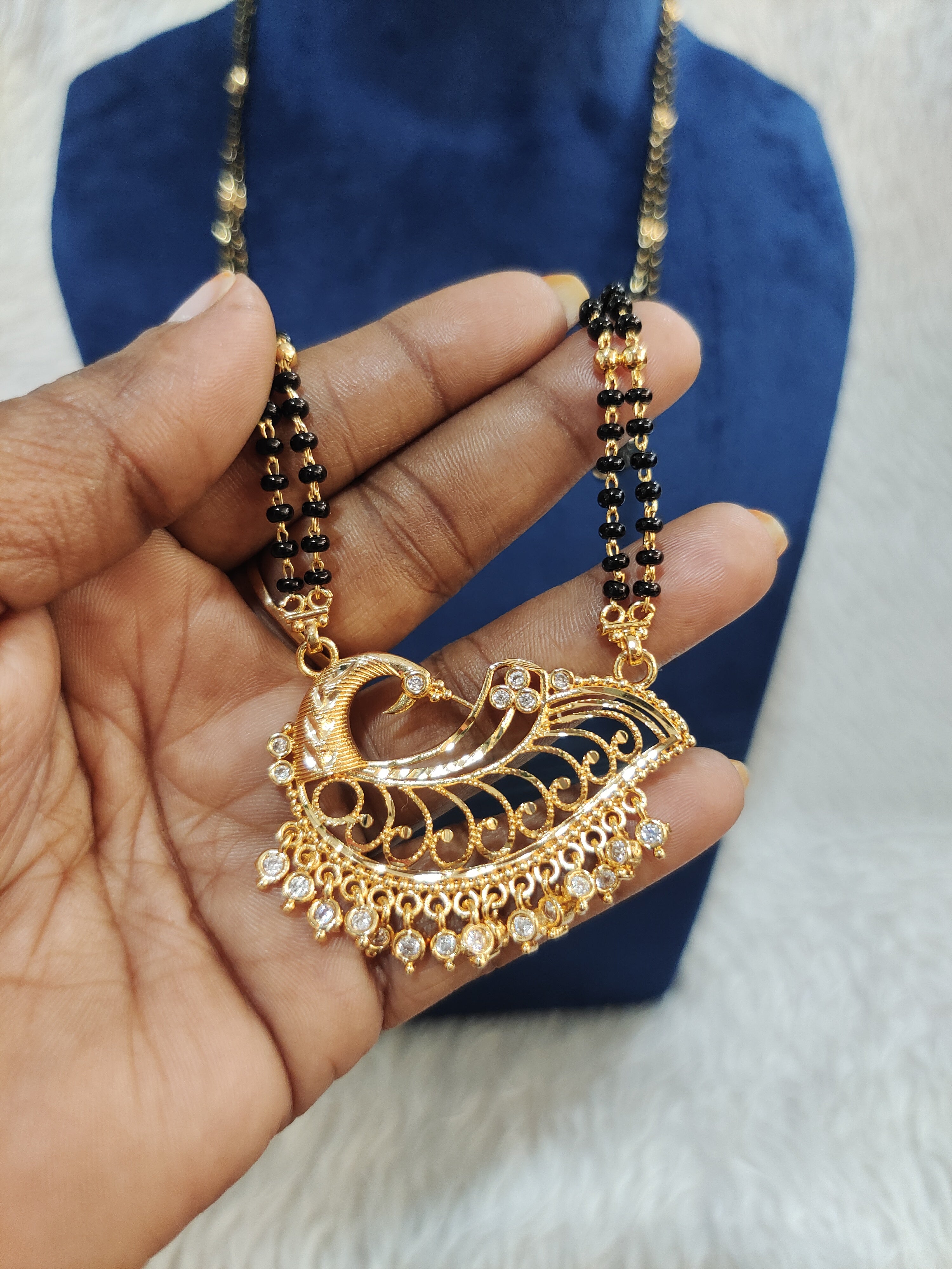 Panchaloham long black beads