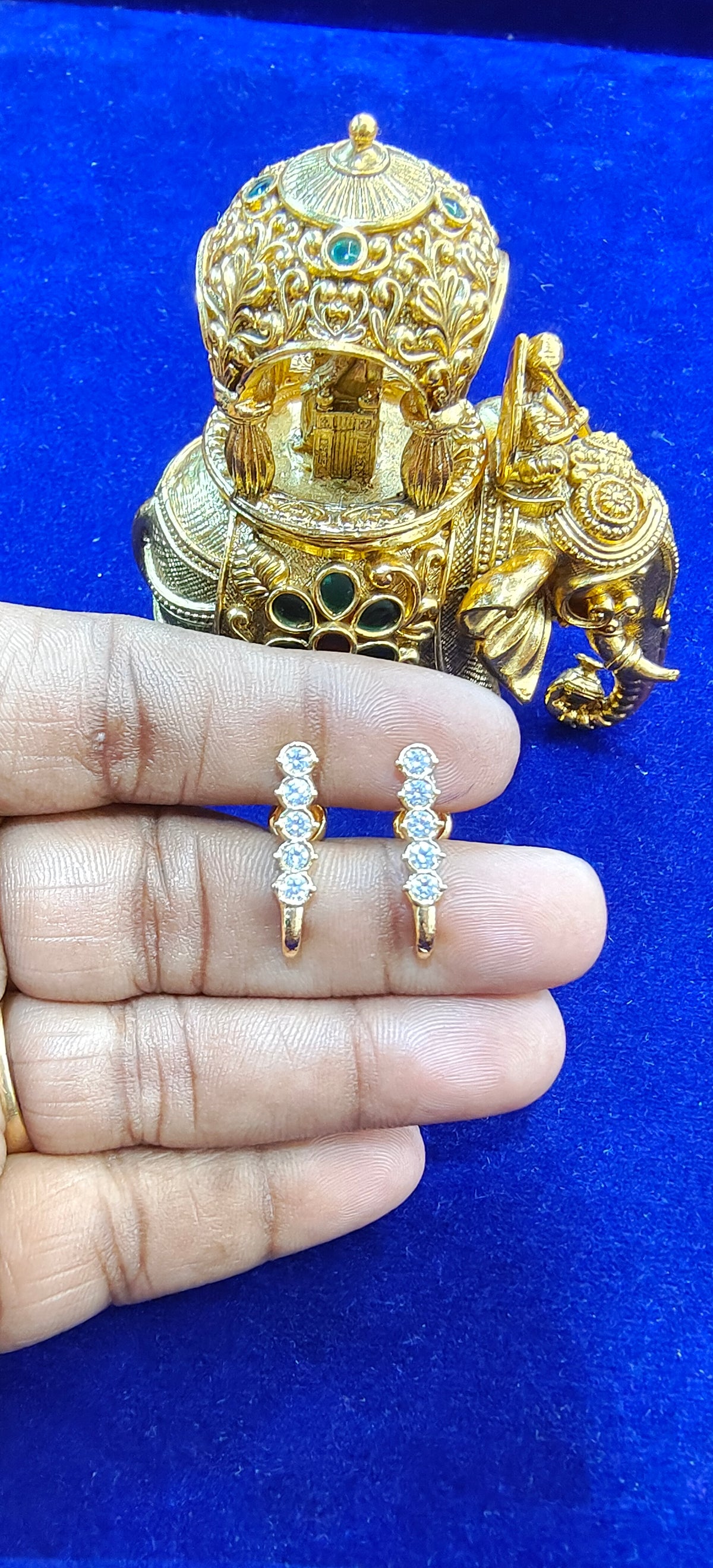 Panchaloham J. Type studs white stones