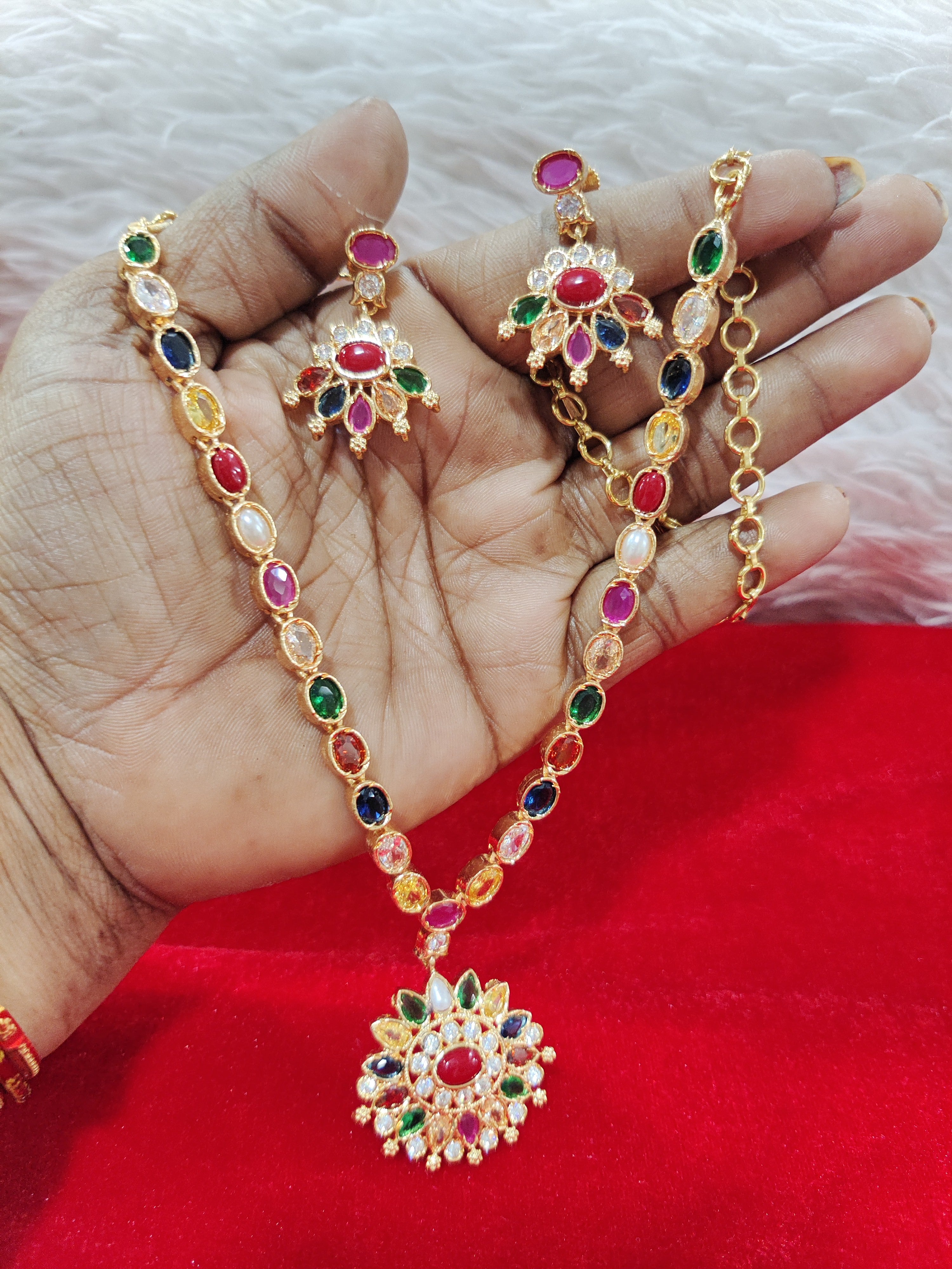 Panchaloham navaratna neck set