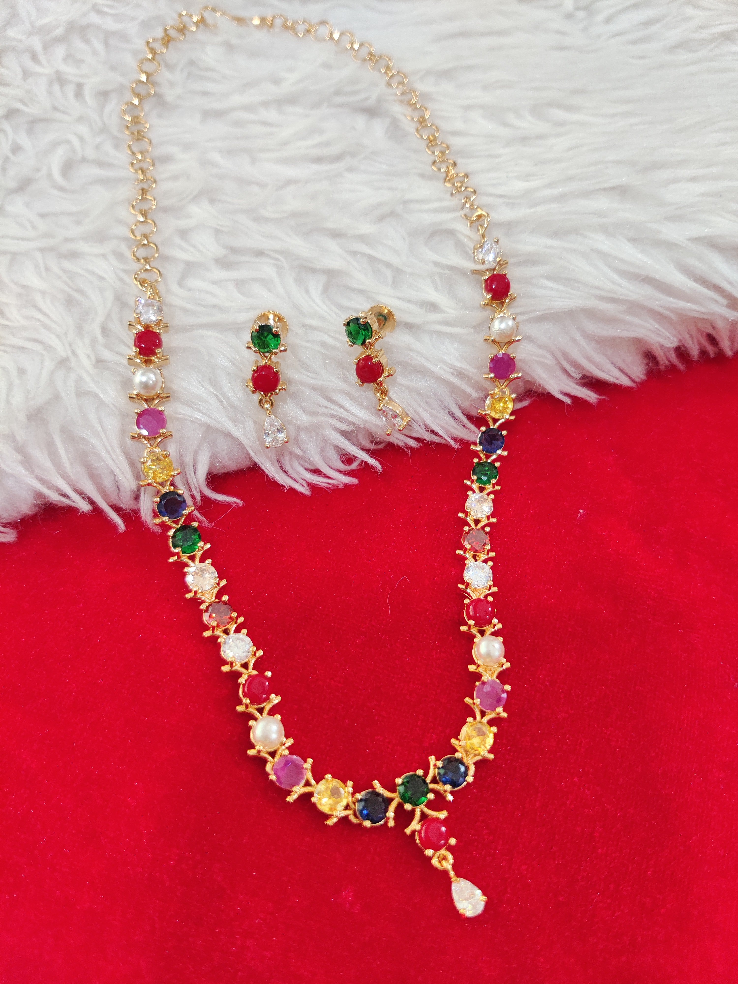 Pure Panchaloham navaratna neck set